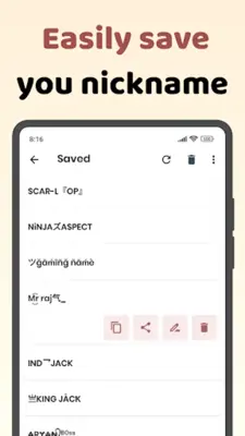 Name style Nickname Generator android App screenshot 2