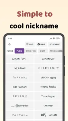 Name style Nickname Generator android App screenshot 7